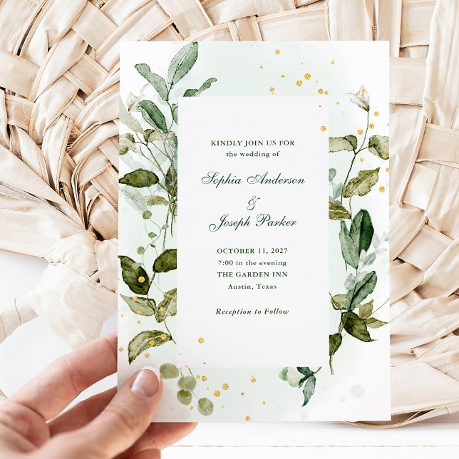 Invitation Verdure botanique et Accents or | Mariage (Créateur téléchargé)
