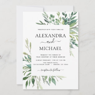 Invitation Verdure botanique Foliage Aquarelle Mariage Invi