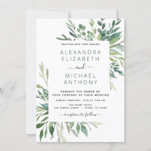 Invitation Verdure botanique Foliage Aquarelle Mariage Invi
