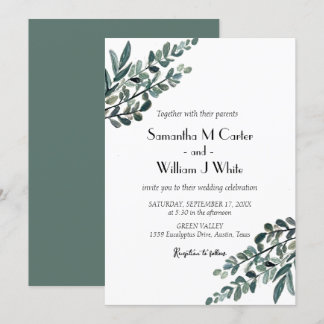 Invitation Verdure botanique rustique Eucalyptus