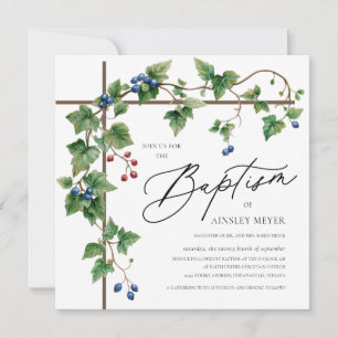 Invitation Verdure Croix Baptême Couverte Baptême