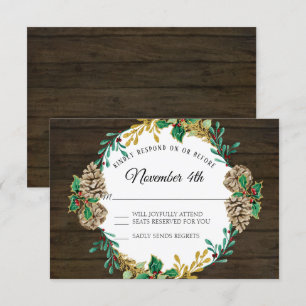 Invitation Verdure de Noël rustique Wreath Aquarelle RSVP