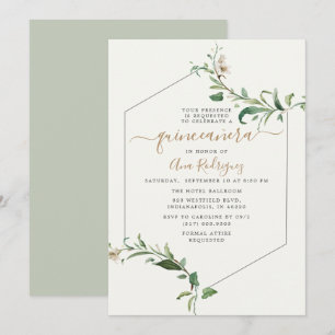 Invitation Verdure élégante minimale Quinceañera floral