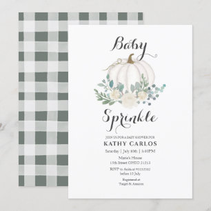 Invitation Verdure En vichy blanc Citrouille Bébé saupoudrer