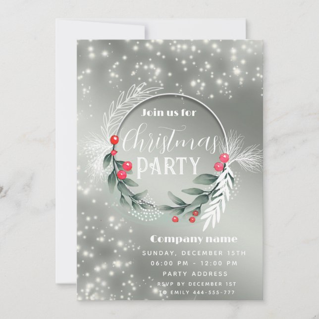 Invitation Verdure étincelante couronne de Noël d'entreprise (Devant)