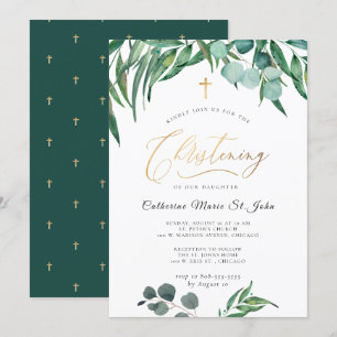 Invitation Verdure Eucalyptus Faux-Brisée d'or