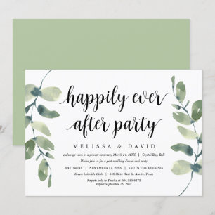 Invitation Verdure Eucalyptus, Mariage Moderne en Intime