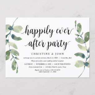 Invitation Verdure Eucalyptus, Noir, Mariage Elopement