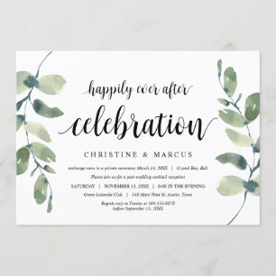 Invitation Verdure Eucalyptus, Noir, Mariage Elopement