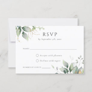 Invitation Verdure Feuille d'or Aquarelle Foliage Moderne RSV
