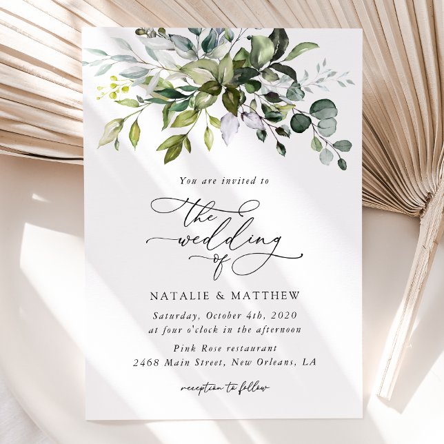 Invitation Verdure, Feuilles d'Eucalyptus, Mariage botanique (Créateur téléchargé)
