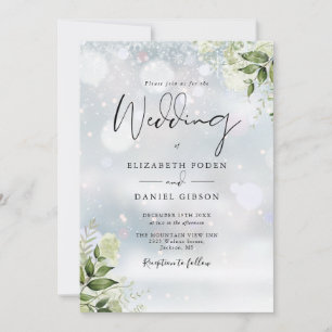 Invitation Verdure Floral Élégant Monogramme Mariage d'hiver