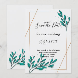 Invitation Verdure Floral Feuilles d'huile d'or enregistrer l