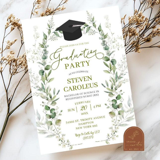 Invitation Verdure Genre Neutre Graduation (Créateur téléchargé)