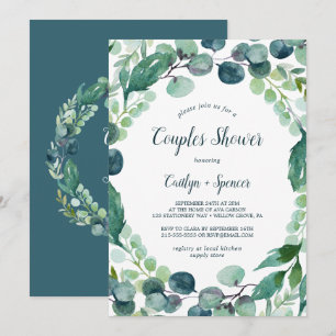 Invitation Verdure luxuriante et Eucalyptus Couples Douche