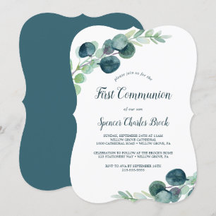 Invitation Verdure luxuriante et première communion d'Eucalyp