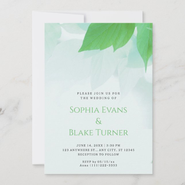 Invitation Verdure luxuriante Mariage vert botanique moderne (Devant)