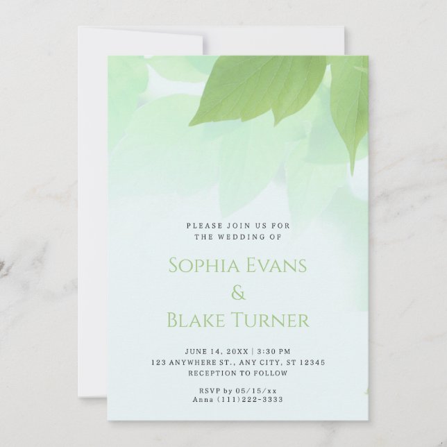 Invitation Verdure luxuriante Mariage vert botanique moderne (Devant)