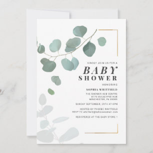 Invitation Verdure moderne Baby shower botanique Eucalyptus
