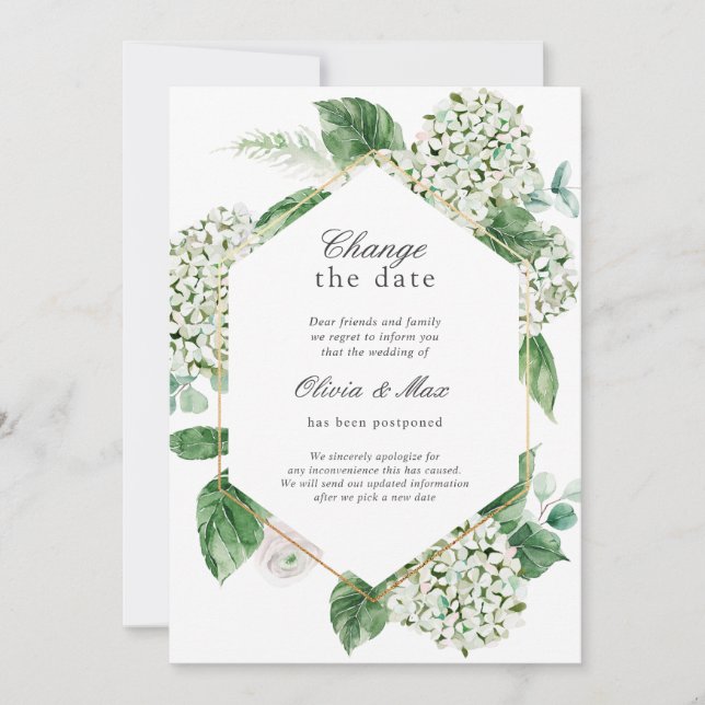Invitation Verdure Modifier la date de report du Mariage (Devant)