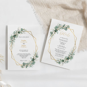 Invitation Verdure Or Détails simples Tout en un Mariage