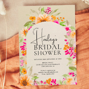 Invitation Verdure Pays aquarelle fleurie douche nuptiale