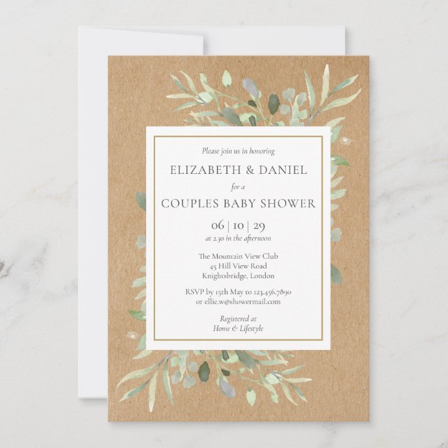 Invitation Verdure rustique Couples Genre Neutre Douche (Devant)
