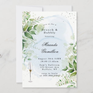 Invitation Verdure rustique Dusty Blue Airy Brunch & Bubbly I