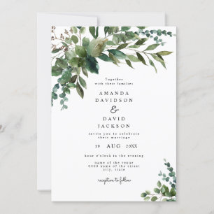 Invitation Verdure rustique Foliage Eucalyptus Jardin Mariage