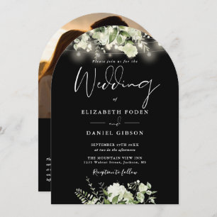 Invitation Verdure String Lights QR Code Photo Arch Mariage
