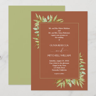 Invitation Verdure sur mariage en terre cuite