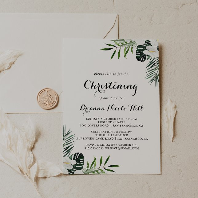Invitation Verdure tropicale Bleu floral (Créateur téléchargé)