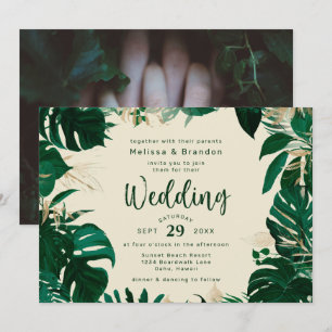 Invitation Verdure tropicale luxuriante et Mariage horizontal