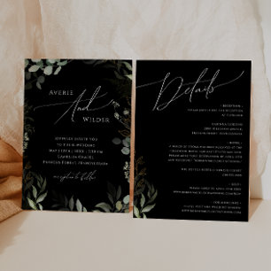Invitation Verdure Whimsical Or noir Tout en un Mariage