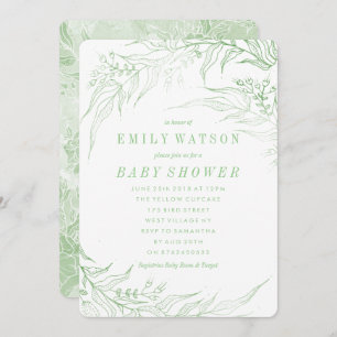 Invitation Véritable Romance Vert Baby shower à cadre