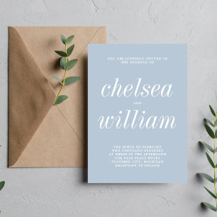 Invitation Véritable simplicité 2 Glacier bleu Mariage minima