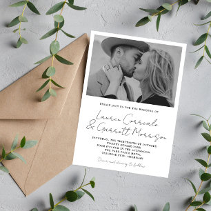 Invitation Véritable simplicité 3 Mariage noir et blanc moder