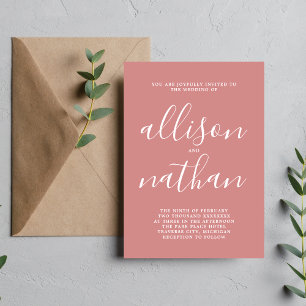 Invitation Véritable simplicité Dusty Rose Mariage minimalist