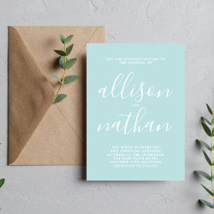 Invitation Véritable simplicité Ocean Mist Minimaliste Mariag