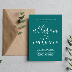 Invitation Véritable simplicité Turquoise minimaliste Mariage