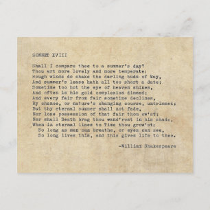 Invitation Véritable sonnet 18 (XVIII) de Shakespeare à la ma