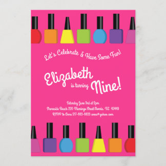 Invitation Vernis à Ongles Peinture Enfants Filles Anniversai
