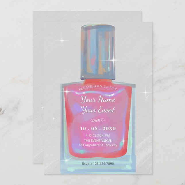 Invitation vernis rose glamor (Devant / Derrière)