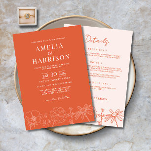 Invitation Verona Coucher de soleil Orange tout en un Mariage