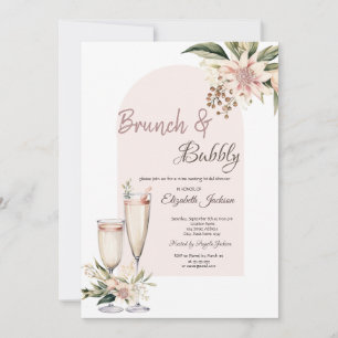 Invitation Verre à Champagne Fleurs Bohèmes Brunch & Bulles