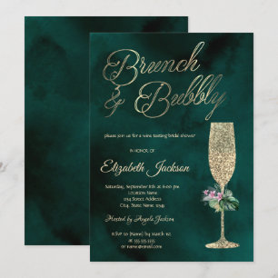 Invitation Verre à champagne Fleurs tropicales Vert