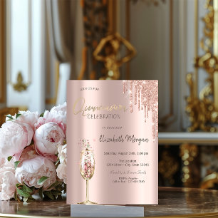 Invitation Verre à Champagne Glitter Drips Quinceañera