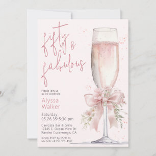 Invitation Verre à champagne rose 50 ans 50 & Fabuleux Annive