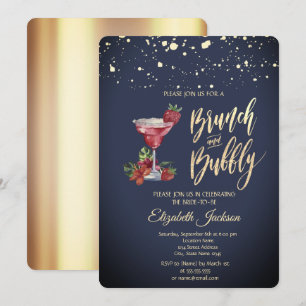 Invitation Verre à cocktail à points dorés pour enterrement d