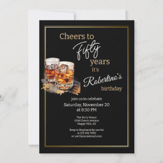 Invitation Verre à double whisky classique pour homme 50e ann